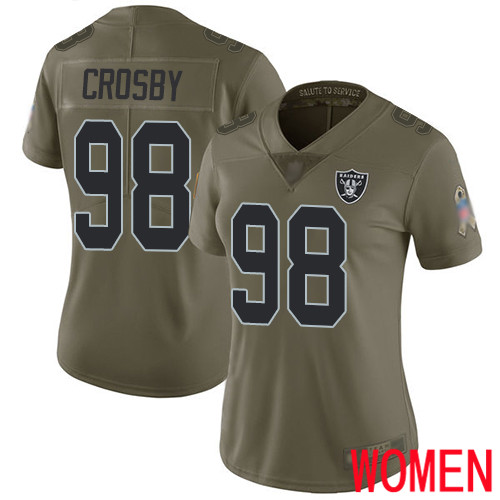 Oakland Raiders Limited Olive Women Maxx Crosby Jersey NFL Football #98 2017 Salute to Service Jersey->women nfl jersey->Women Jersey
